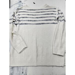 Maurices White Blue Striped Sweater Cotton Blend Womens Size Medium